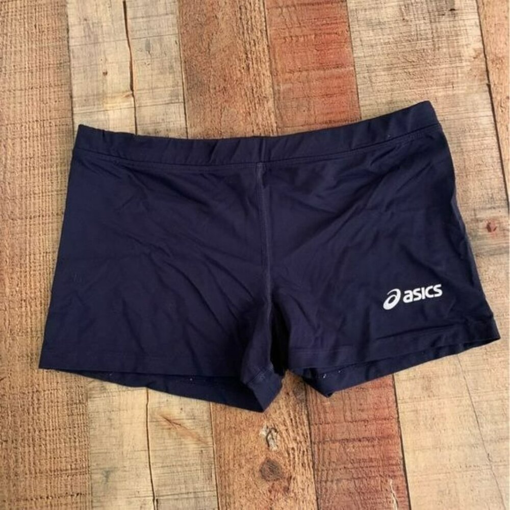 Asics womens size medium workout athletic biker short in navy blue GUC